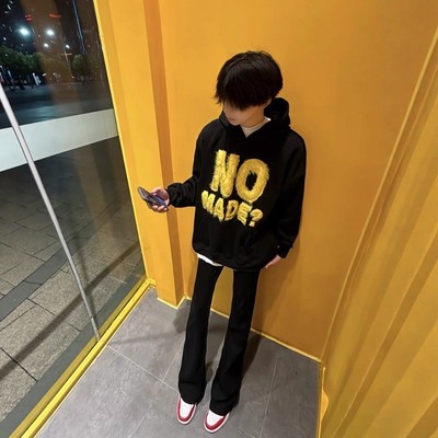 免费试穿~毛绒字母刺绣连帽卫衣