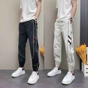 痞帅百搭空调裤 潮男夏季 九分束脚运动裤 男2026新款 速干冰丝休闲裤