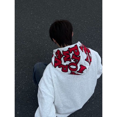 免费试穿~纯棉绣花连帽卫衣男