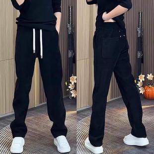 运动卫裤 欧货高品质潮流百搭条绒直筒休闲裤 男秋冬加绒宽松阔腿裤