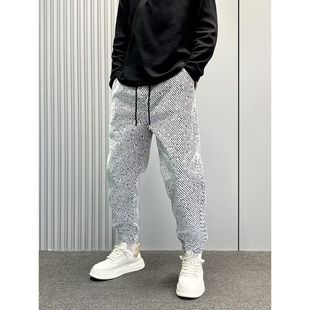 潮牌休闲裤子男士2026新款冬装加绒男裤宽松束脚运动卫裤男款春季
