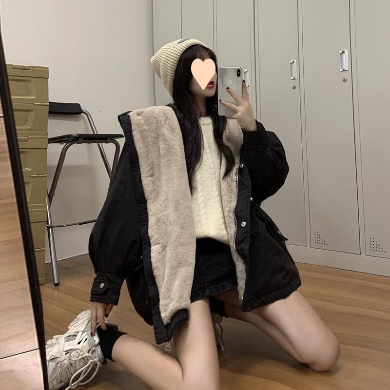 棉服女装秋冬季外套2024新款韩版宽松加绒加厚棉衣爆款棉袄子