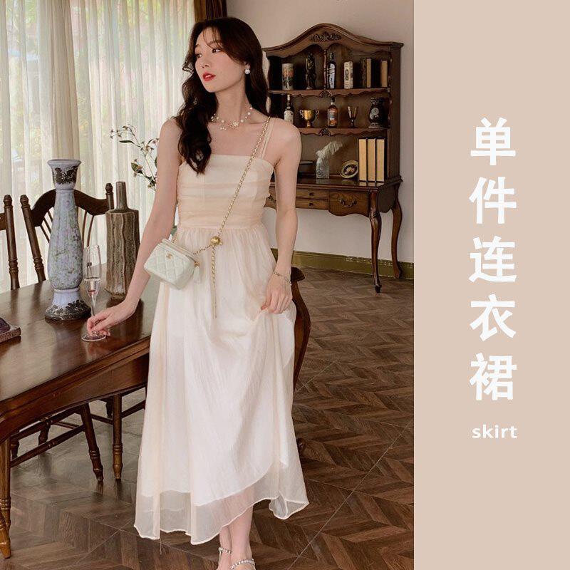 桔梗法式初恋感白色仙女裙吊带连衣裙女装小个子夏天2023新款