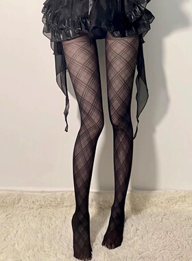 严选黑色格子丝袜女春秋薄款性感黑丝显瘦连裤袜美腿打底批发