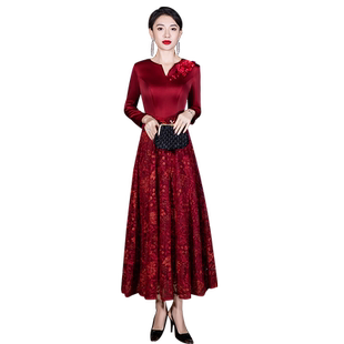 妈妈装婚宴晚礼服裙女高级感大气喜婆婆参加婚礼宴会气质丈母娘裙