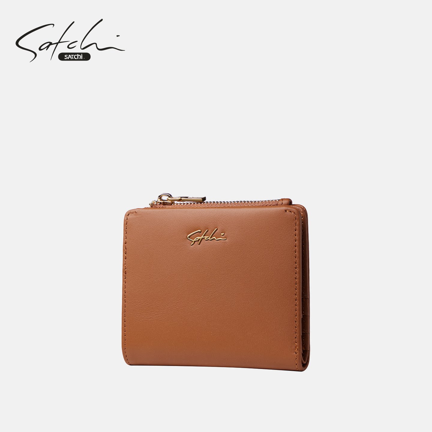 SATCHI/沙驰真皮钱包2025新款简约卡包短款拉链零钱包女