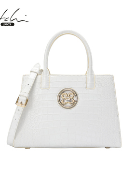 SATCHI/沙驰鳄鱼皮凯莉包女托特包真皮斜挎包高级大容量手提包