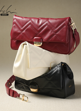 SATCHI/沙驰女包头层牛皮大容量通勤托特包时尚单肩腋下包斜挎包