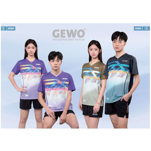 GEWO杰沃乒乓球衣短袖上衣成人男女儿童速干比赛训练乒乓球服F17
