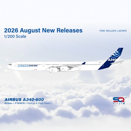 预SQ Wings空中客车原厂涂装A340-600飞机模型1:200合金收藏摆件