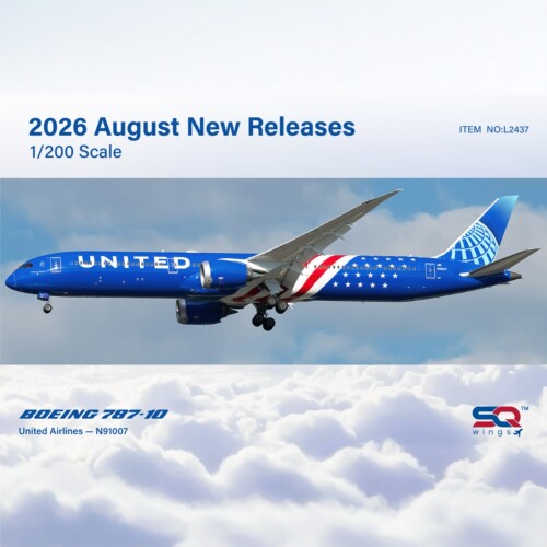 预SQ Wings美国联合航空波音787-10飞机模型250周年1:200合金收藏