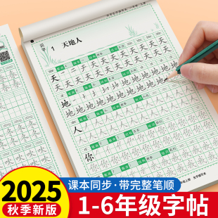 2025新版 笔画笔顺练字帖每日一练点阵硬笔书法练习本描红本 一年级练字字帖二年级三四五六年级语文生字同步练字帖小学生专用人教版
