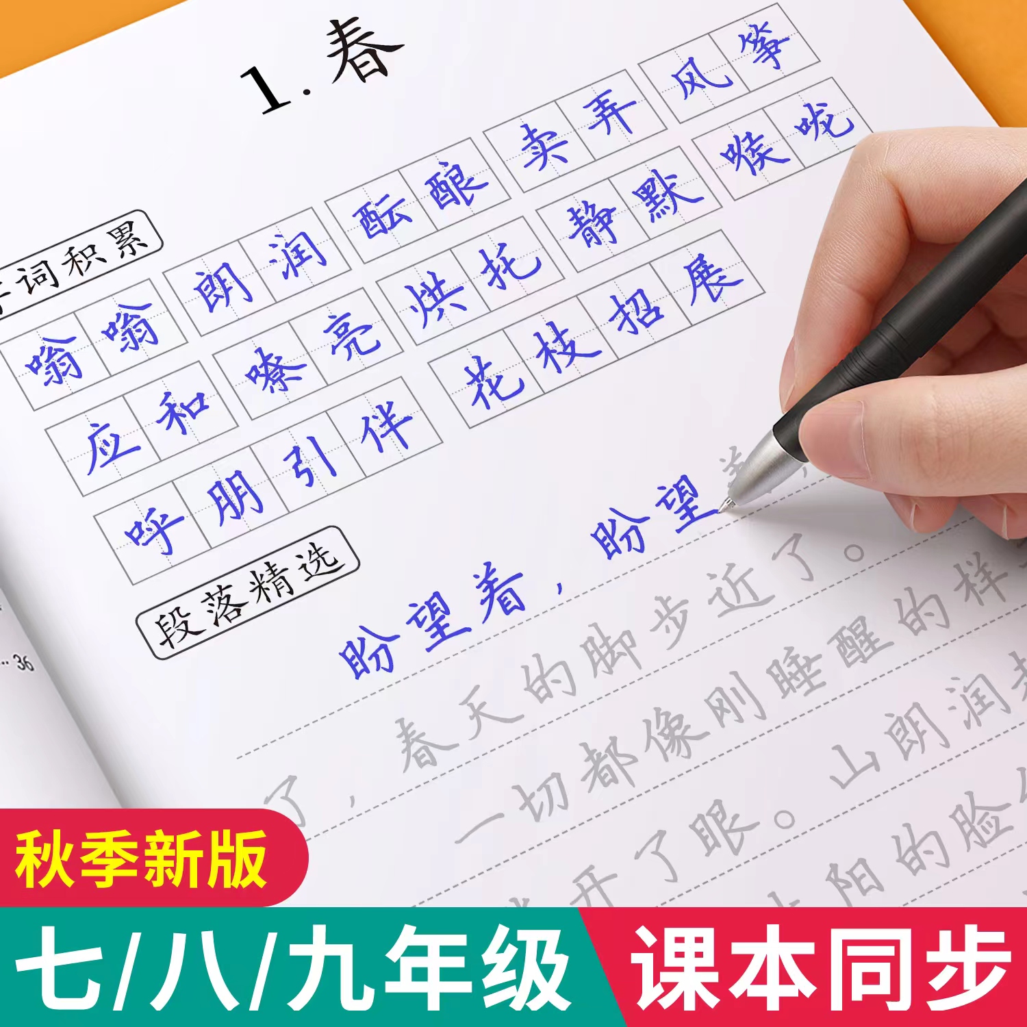 七八九年级语文字帖上册下册同步人教版初一练字帖贴小升初中学生初中生专用字帖练字每日一练正楷硬笔书法楷书临摹钢笔字练字本