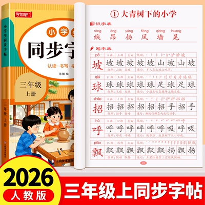 三年级上册同步练字帖小学生专用字帖人教版课本同步字帖每日一练笔画笔顺生字描红本楷书临摹练字帖课课练3上学期钢笔硬笔练字本