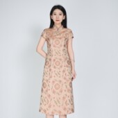 桑蚕丝高级气质新中式 新款 国风宋锦旗袍连衣裙女夏季 大师系列