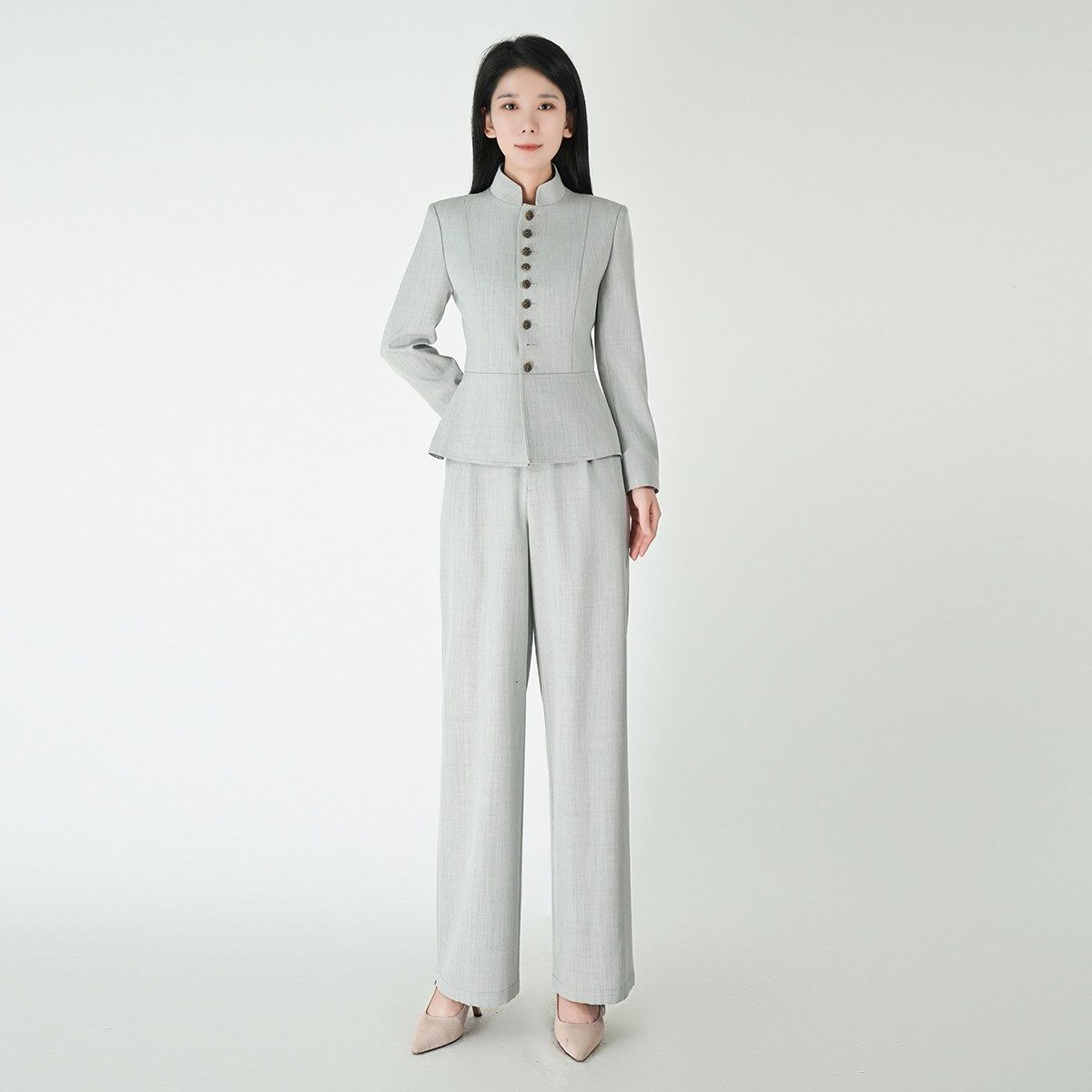 浒城古娘新款绵羊毛气质立领通勤长袖西服新中式国风套装女秋季,女装/女士精品,时尚套装,淘宝优惠券,粉丝福利购,淘宝优惠卷