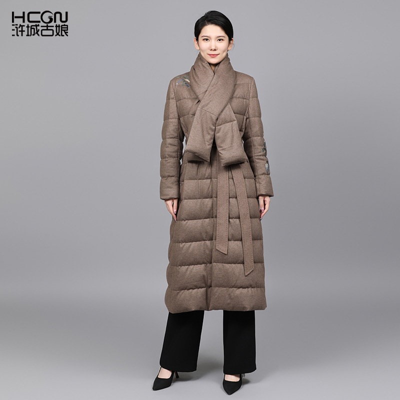 绵羊毛百搭时尚中长款围巾羽绒服