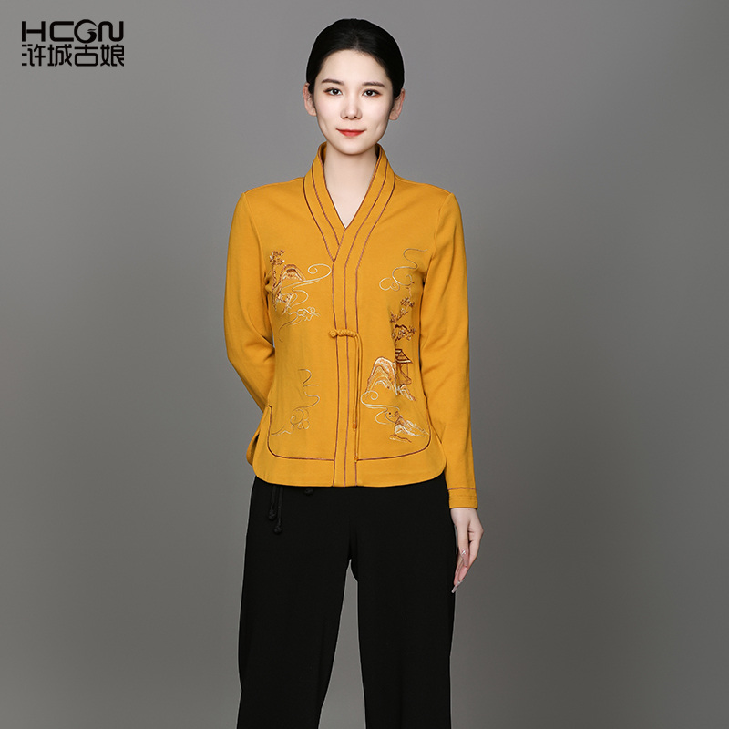 中国风刺绣棉质显瘦舒适百搭上衣