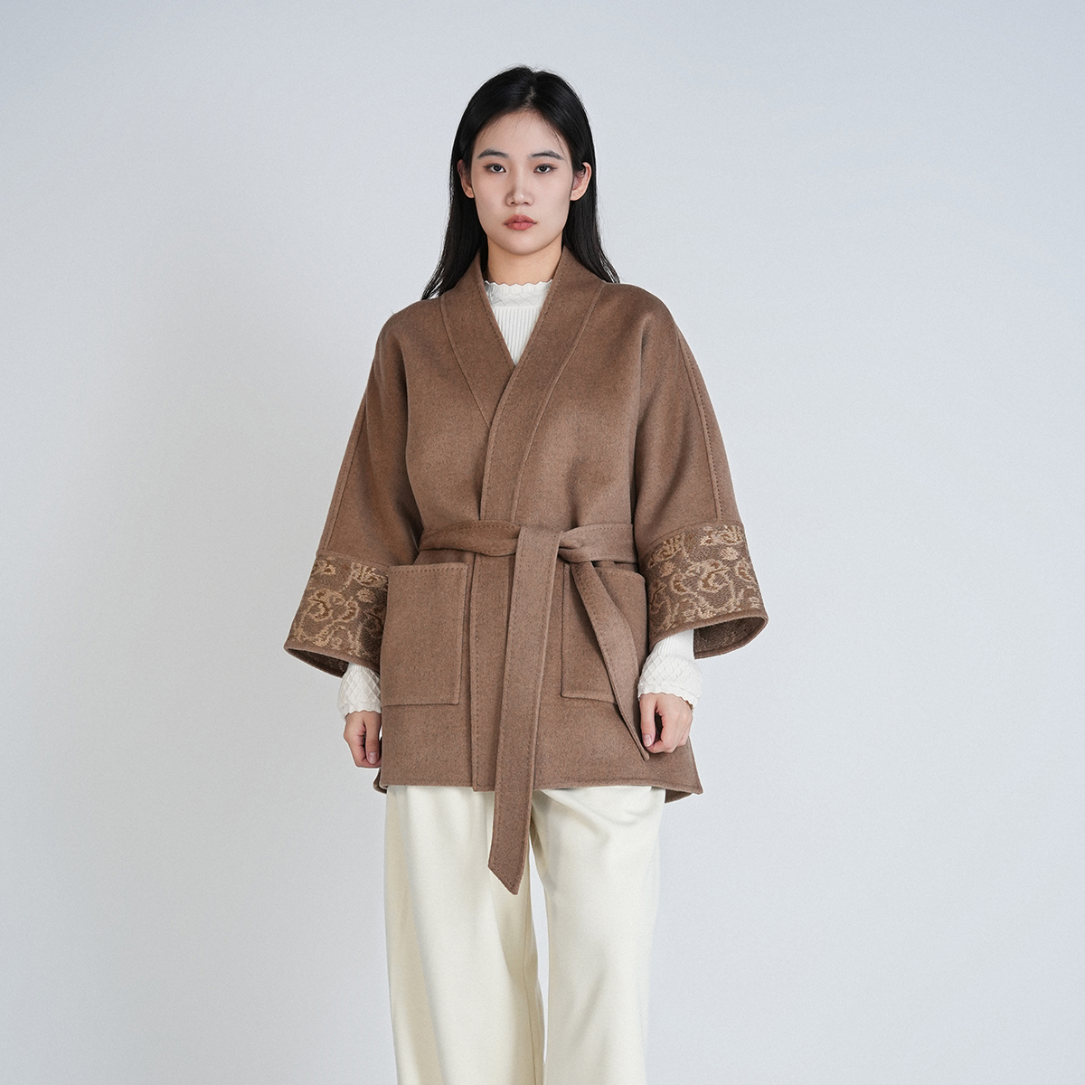 国风舒适百搭气质短款山羊绒大衣