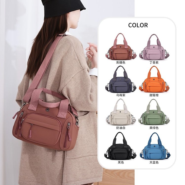 休闲女士单肩包新款时尚潮流防泼水尼龙布包轻便多口袋手提斜挎包