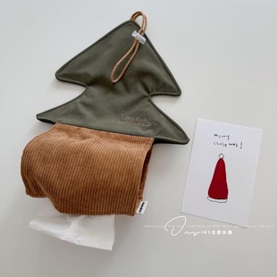 韩系原创车载纸巾盒圣诞树装饰挂式汽车椅背客厅挂袋礼物抽纸盒