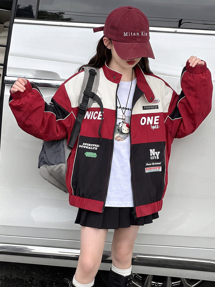2026新款美式时尚设计机车服男女宽松百搭工装飞行外套潮牌夹克