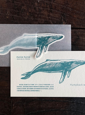 鲸鱼插画创意贺卡明信片书签套装简约文艺复古清新活版印刷礼物