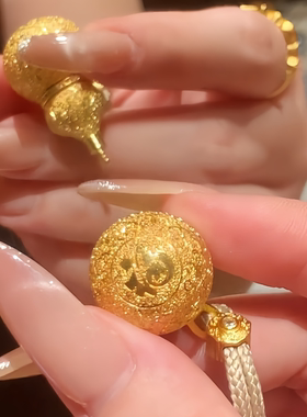 新中式黄金色国潮招财纳福葫芦吊坠项链女轻奢福禄双全毛衣链挂坠