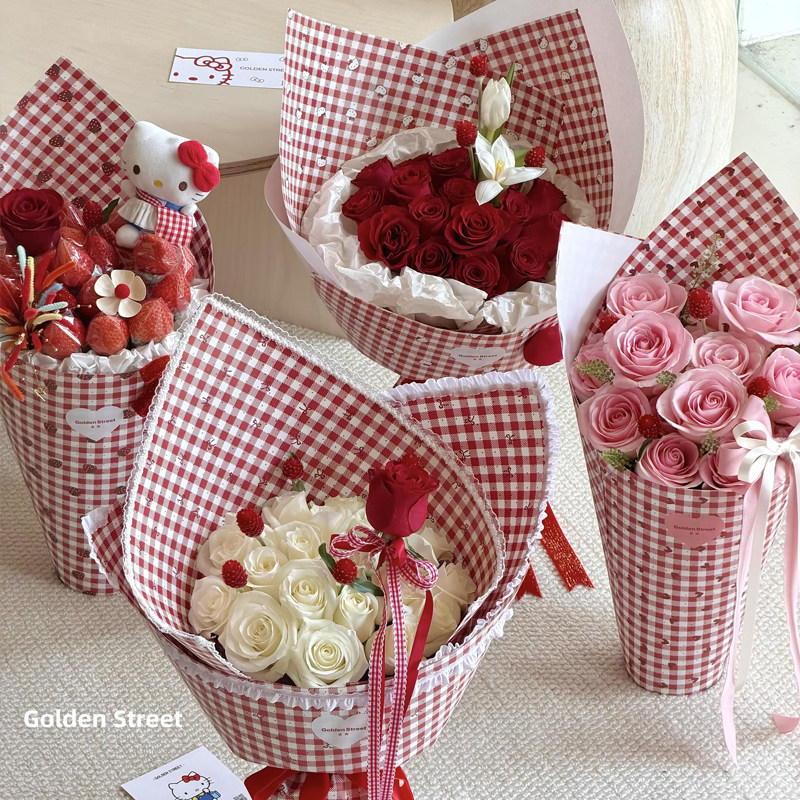 新品120克红格子造型纸复古蝴蝶结花店用资材鲜花包装纸diy材料包,鲜花速递/花卉仿真/绿植园艺,花艺包装纸,淘宝优惠券,粉丝福利购,淘宝优惠卷