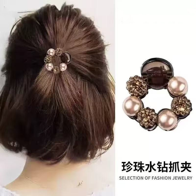 韩式珍珠闪钻小抓夹女发量少半扎发夹短发过渡期鲨鱼夹子发卡