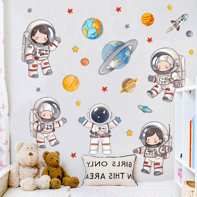 卡通太空主题装饰男孩房间布置卧室墙贴画创意个性墙上贴纸墙壁纸