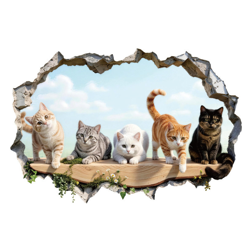 新款3d立体猫咪墙贴画客厅电视背景可移除贴画纸定制