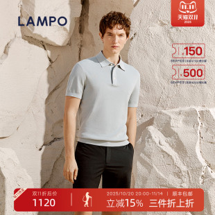 麻爽棉 T恤麻爽棉商务绅士polo衫 LAMPO 短袖 男 蓝豹男士