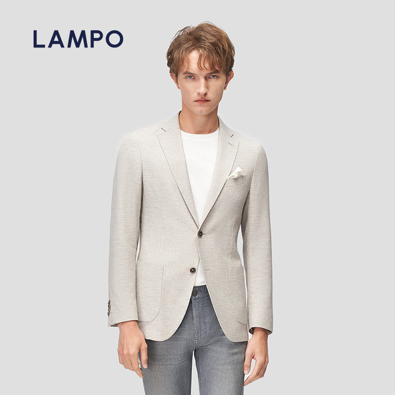 LAMPO/蓝豹【3D针织】男士单西服羊毛混纺微弹商务休闲西装外套