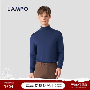 811 针织衫 LAMPO 毛衣长袖 宽松高领纯色羊绒衫 蓝豹男士