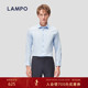 修身 浅蓝素面衬衣男商务休闲衬衫 蓝豹男长袖 时尚 棉弹 LAMPO