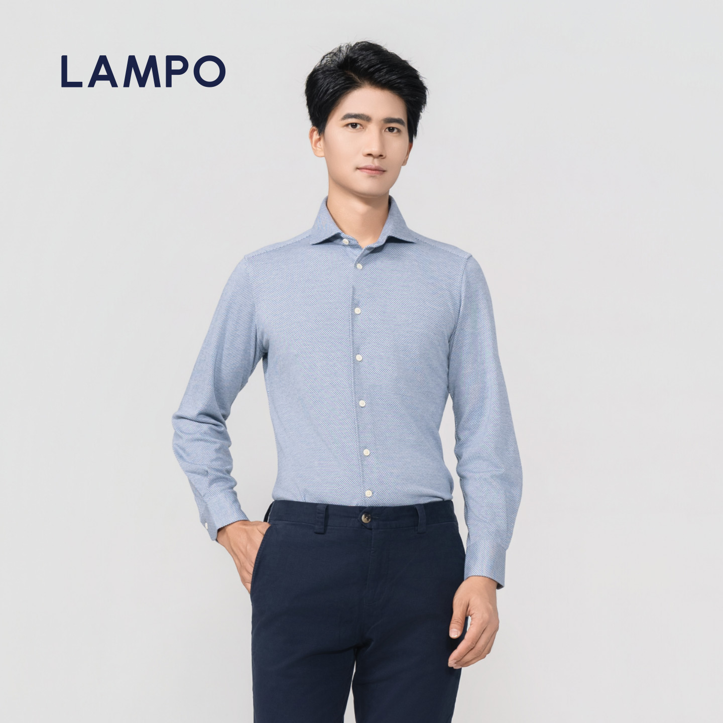 【25秋冬新款】LAMPO/蓝豹男士长袖衬衫亲肤条纹易打理商务衬衣