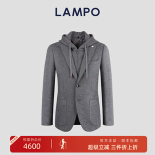 蓝豹单西服厚针织羊毛可脱卸帽两穿休闲外套 LAMPO 3D针织
