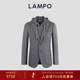 LAMPO 3D针织 蓝豹单西服厚针织羊毛可脱卸帽两穿休闲外套