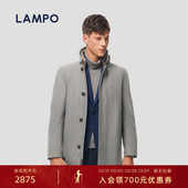 羊毛立领百搭羽绒服 蓝豹羽绒服男鹅绒服风衣款 毛呢 LAMPO