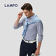 棉麻 正装 LAMPO 长袖 进口商务西装 蓝豹男士 衬衫 衬衣