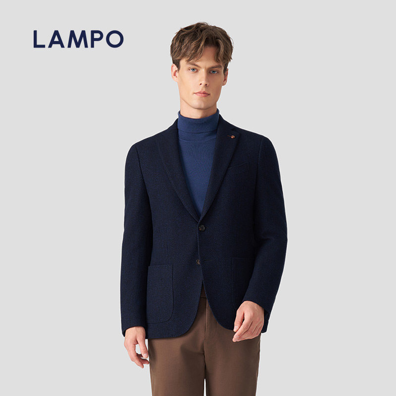 【秋上新】LAMPO/蓝豹男士单西服花呢羽绒内胆休闲西装男外套