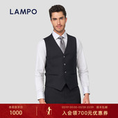 马甲V领黑色西服马甲 蓝豹男士 丝羊毛 LAMPO