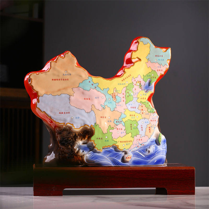 2025中国内陆地图陶瓷工艺品景德镇密封容器藏酒坛子高档家用摆件