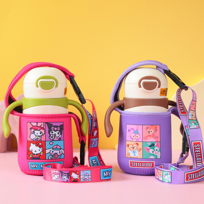 适用350毫升学饮杯专用杯套lok 儿童保温杯斜挎手提防摔保护袋