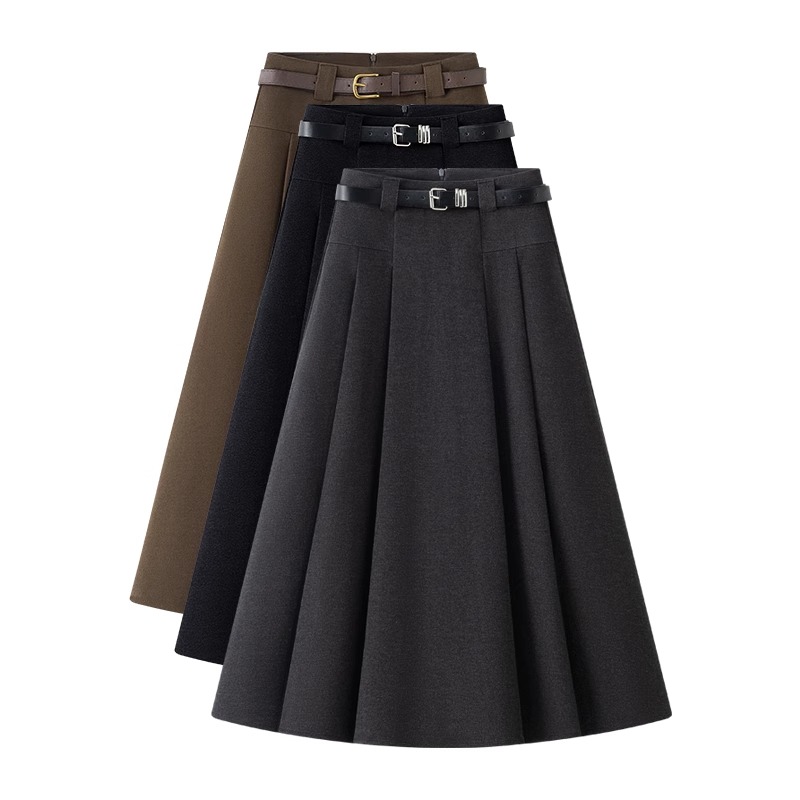 爆款推荐毛呢半身裙女秋冬百褶裙