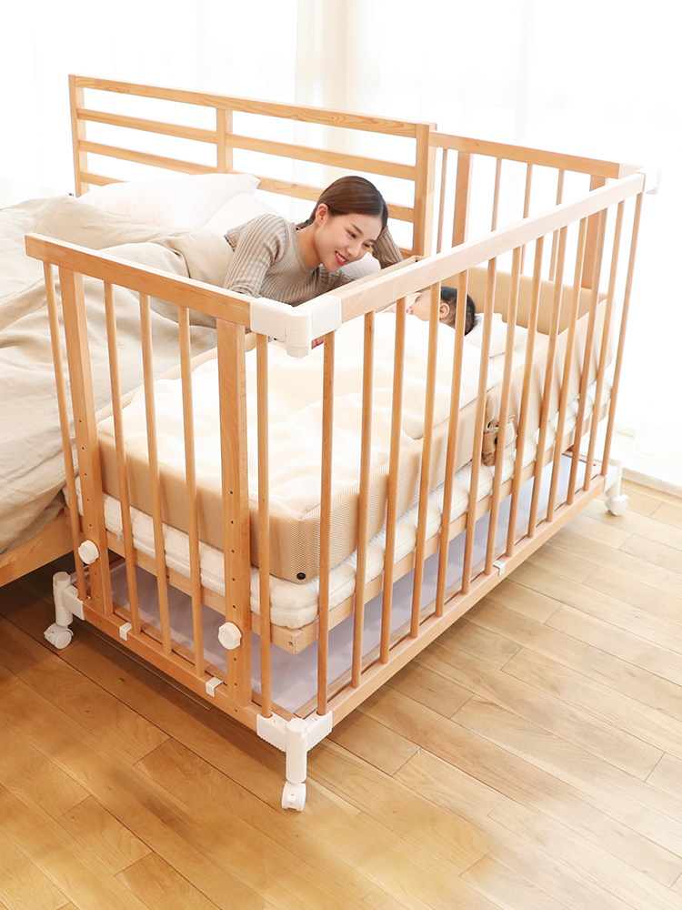 BSCR multi-functional solid wood baby bed Newborn splicing bed Movable baby bed BB bed Solid wood children's bed