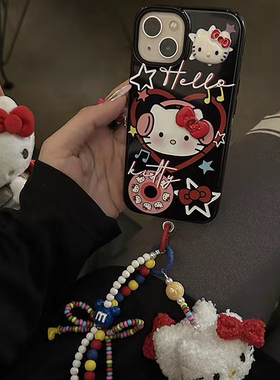 ins可爱蝴蝶结唱片凯蒂猫适用mate70华为P60手机壳NOVA14/13/11/9se毛绒7/5女P50/4E手链10畅享20PRO/40麦芒8