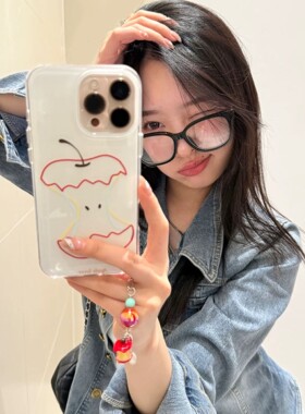 不包镜头ins小众简约线条涂鸦红苹果挂件lucky 08适用魅族21PRO手机壳meizu21全包简约创意链条新款亮面白色