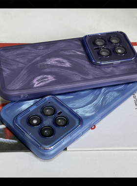 防滑边框暗紫蓝色羽纱适用IQOOneo9手机壳IQOO 13/12镜头膜Neo5/11s防摔Z9/7竞速版U5软壳Z10 turbo/Z8X/6/10